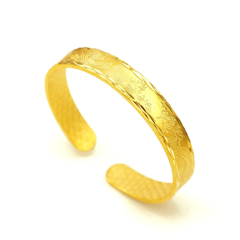 Dragon Phoenix 24KT Bracelet Bangle 10mm Wedding Gift