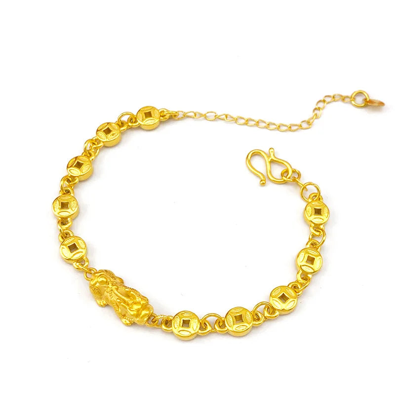 BR111 PIXIU Coin 24KT Chain Bracelet