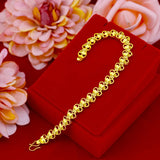 Heart 24KT Chain Bracelet Fine Jewelry Birthday Wedding Gift