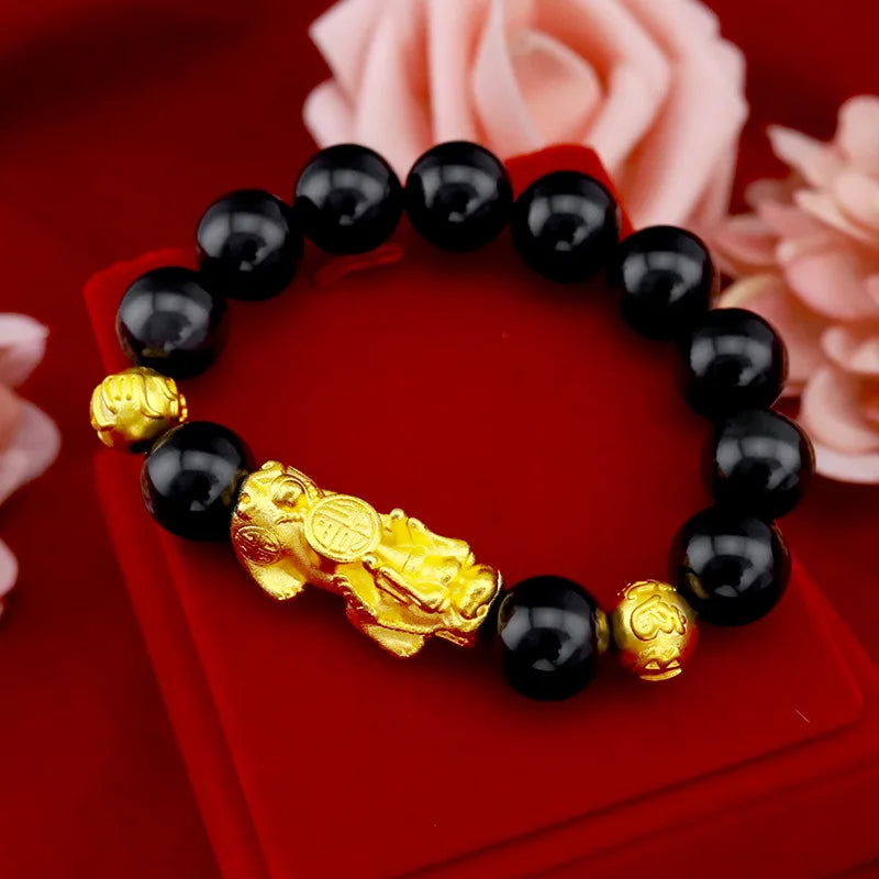 Vintage PIXIU 12/18mm Bead 24KT Bracelet