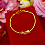 24KT Thin Chain Bracelet Fine Jewelry Woman Girl Birthday Wedding Gift
