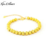 24KT Matte 6mm Beads Chain Bracelet for Women - Fine Jewelry Gift