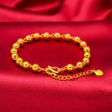 24KT Lucky Beads Chain Bracelet Fine Jewelry Gift