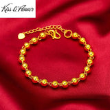 24KT Lucky Beads Chain Bracelet Fine Jewelry Gift