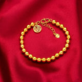 BR160 Beads Chain Bracelet 24KT Round Fine Jewelry Woman Gift