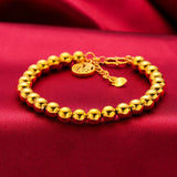 BR160 Beads Chain Bracelet 24KT Round Fine Jewelry Woman Gift