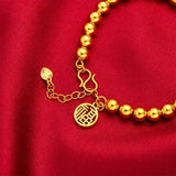 BR160 Beads Chain Bracelet 24KT Round Fine Jewelry Woman Gift