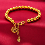 BR160 Beads Chain Bracelet 24KT Round Fine Jewelry Woman Gift