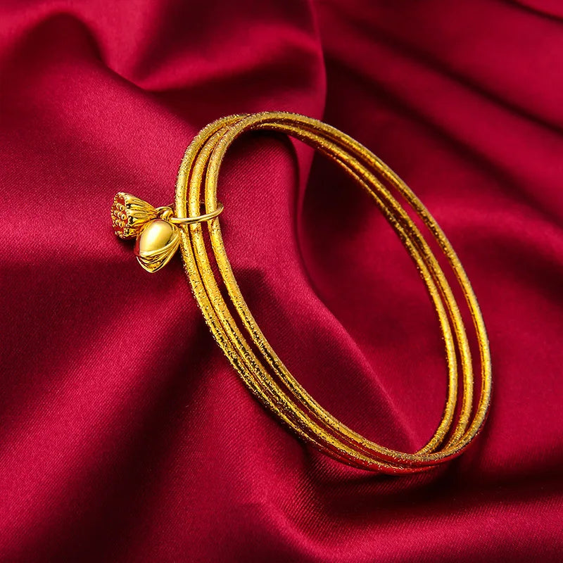 BR162 24KT Bracelet Bangle for Women, Three Laps, Clouds Design