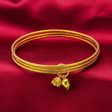 BR162 24KT Bracelet Bangle for Women, Three Laps, Clouds Design
