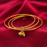 BR162 24KT Bracelet Bangle for Women, Three Laps, Clouds Design