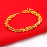 Pteris 24KT Chain Bracelet Fine Jewelry Woman Girl Birthday Wedding Gift