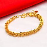 Pteris 24KT Chain Bracelet Fine Jewelry Woman Girl Birthday Wedding Gift
