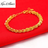 Pteris 24KT Chain Bracelet Fine Jewelry Woman Girl Birthday Wedding Gift