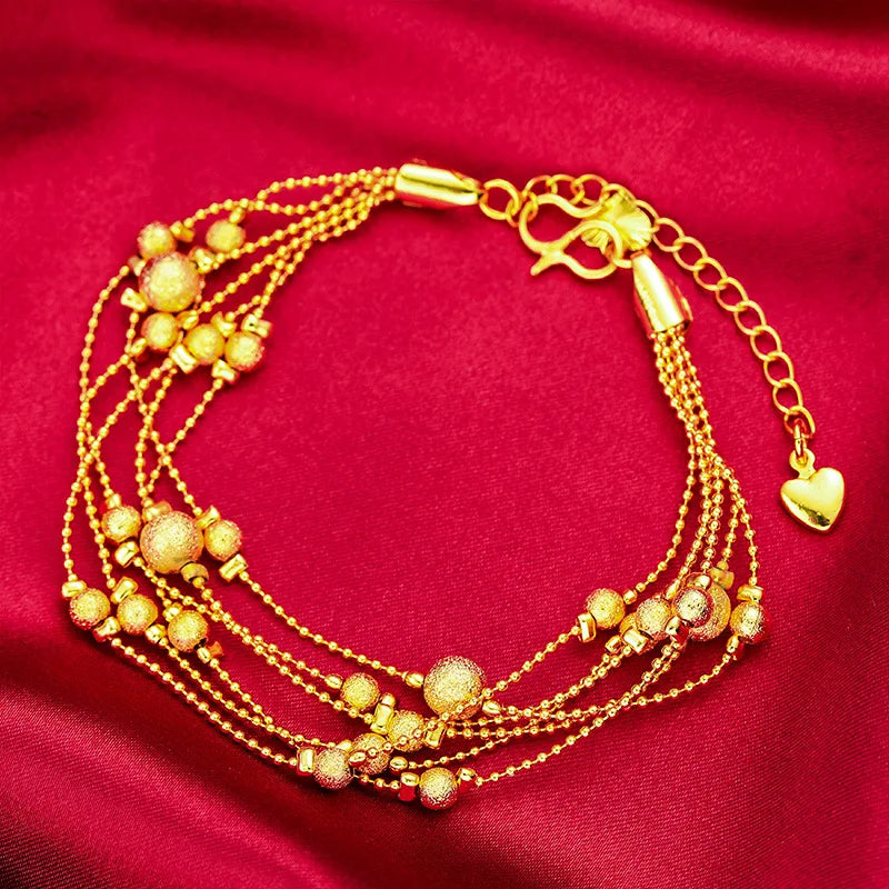 BR170 Fine Jewelry Multilayer 24KT 6Line Chain Bracelet