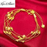 BR170 Fine Jewelry Multilayer 24KT 6Line Chain Bracelet