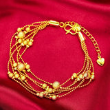BR170 Fine Jewelry Multilayer 24KT 6Line Chain Bracelet
