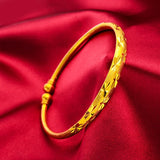 Matte 24KT Opening Bracelet Bangle Fine Jewelry Woman Girl Birthday Wedding Gift