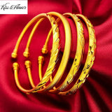 Matte 24KT Opening Bracelet Bangle Fine Jewelry Woman Girl Birthday Wedding Gift