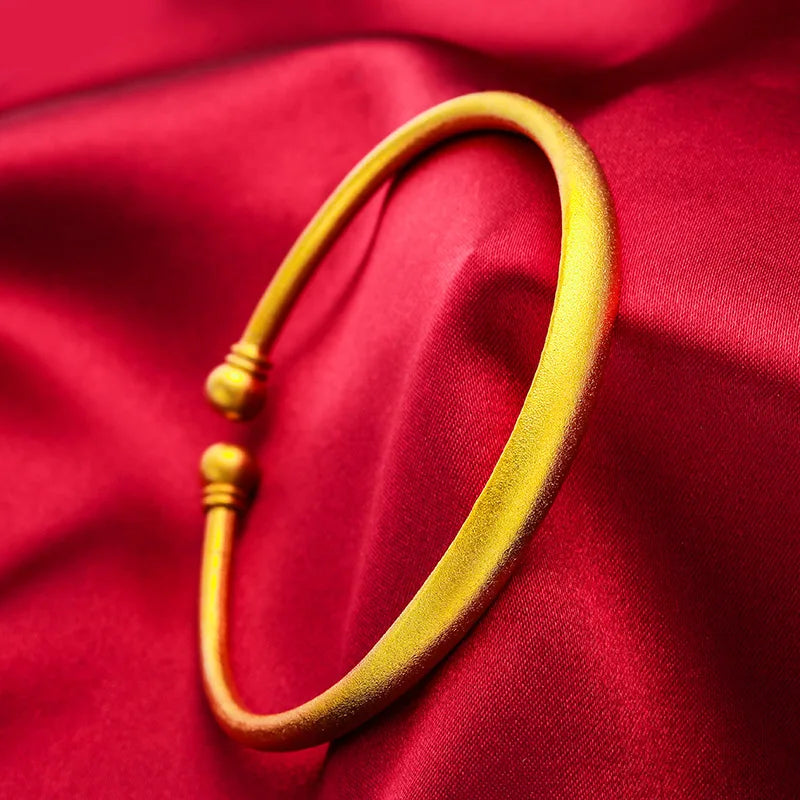 Matte 24KT Opening Bracelet Bangle Fine Jewelry Woman Girl Birthday Wedding Gift