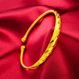Matte 24KT Opening Bracelet Bangle Fine Jewelry Woman Girl Birthday Wedding Gift