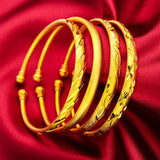 Matte 24KT Opening Bracelet Bangle Fine Jewelry Woman Girl Birthday Wedding Gift