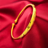 Matte 24KT Opening Bracelet Bangle Fine Jewelry Woman Girl Birthday Wedding Gift