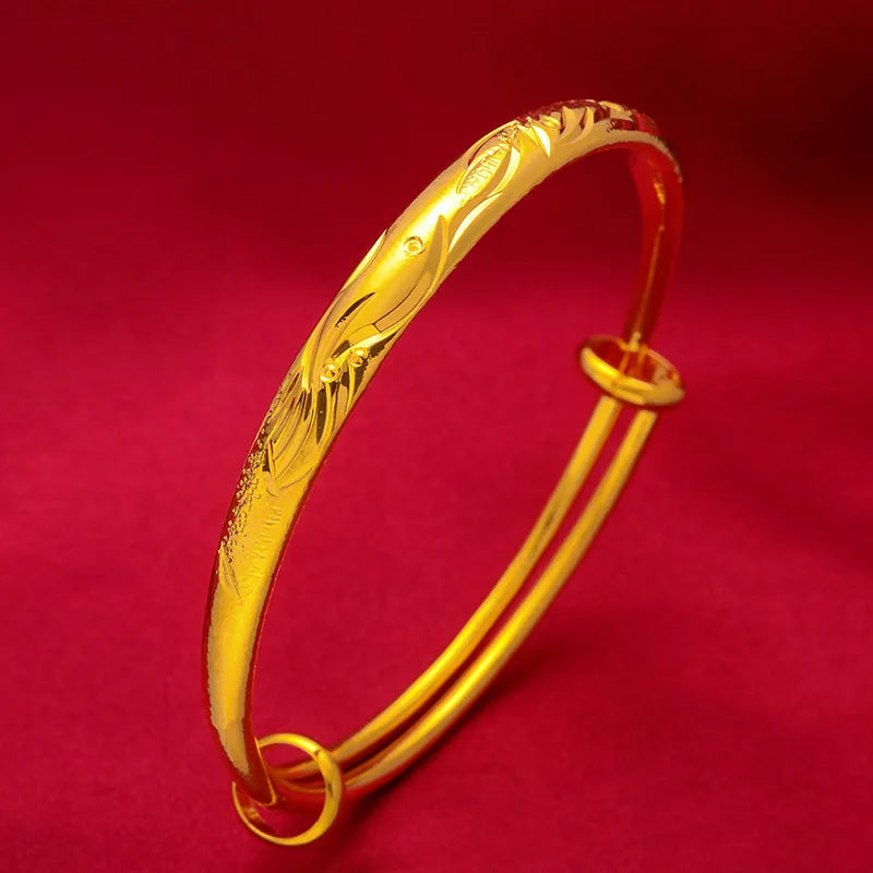 Dragon Phoenix 24KT Resizable Bracelet Bangle