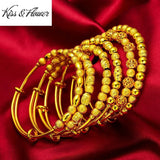 BR182 24KT Resizable Lucky Beads Bracelet Bangle
