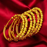 BR182 24KT Resizable Lucky Beads Bracelet Bangle