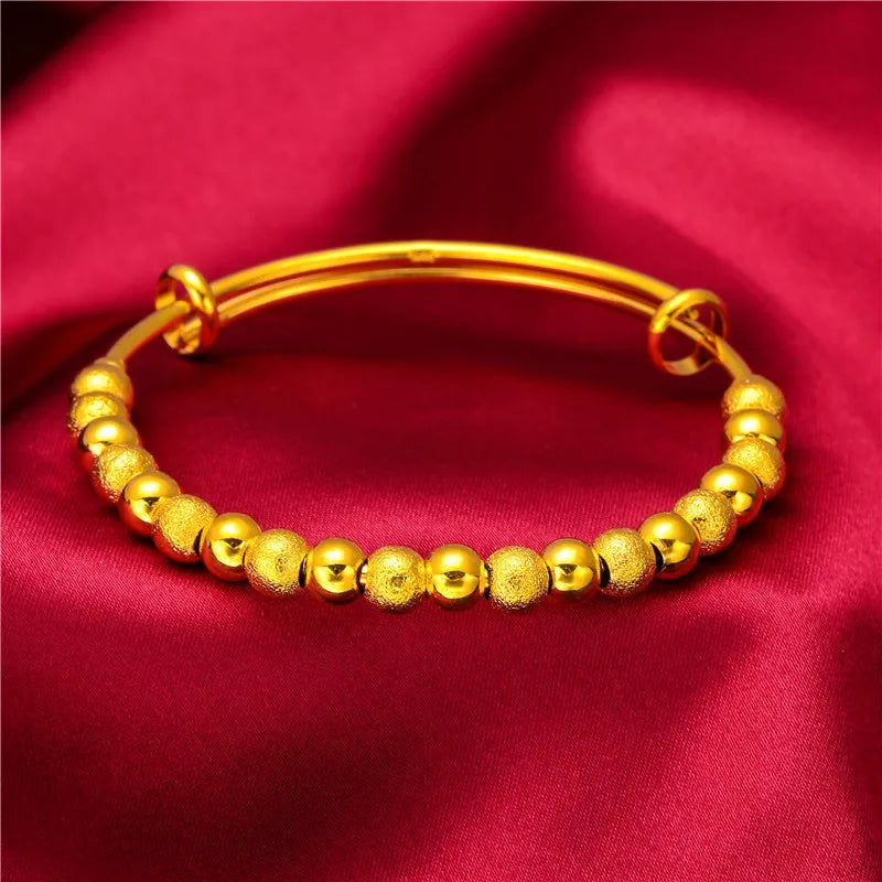 BR182 24KT Resizable Lucky Beads Bracelet Bangle