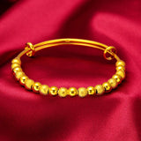 BR182 24KT Resizable Lucky Beads Bracelet Bangle