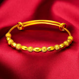 BR182 24KT Resizable Lucky Beads Bracelet Bangle