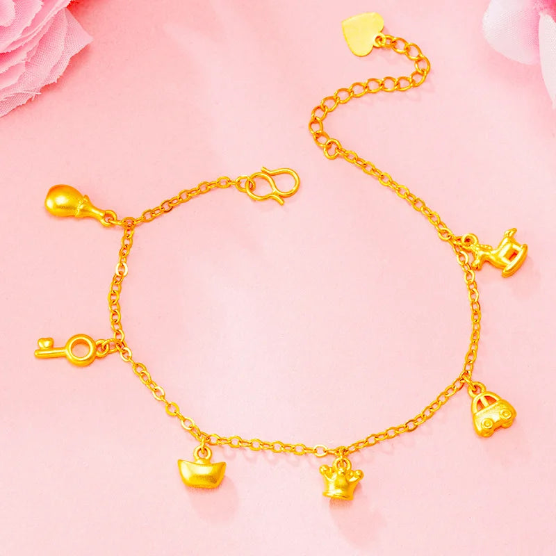 24KT Horse Key Crown Bracelet for Her