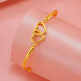 Vintage Hollow Heart 24KT Bracelet - Fine Jewelry Woman