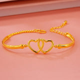 Vintage Hollow Heart 24KT Bracelet - Fine Jewelry Woman