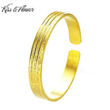 Vintage Bamboo Flower 24KT Bracelet Bangle
