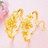 Vintage Flowers Petal 24KT Bracelet Bangle