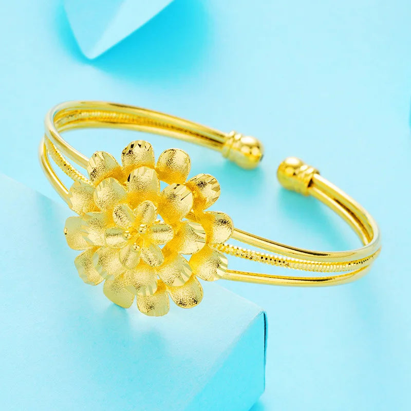 Vintage Flowers 24KT Bracelet Bangle