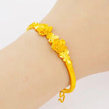 BR206 Flowers 24KT Resizable Bracelet Bangle for Women