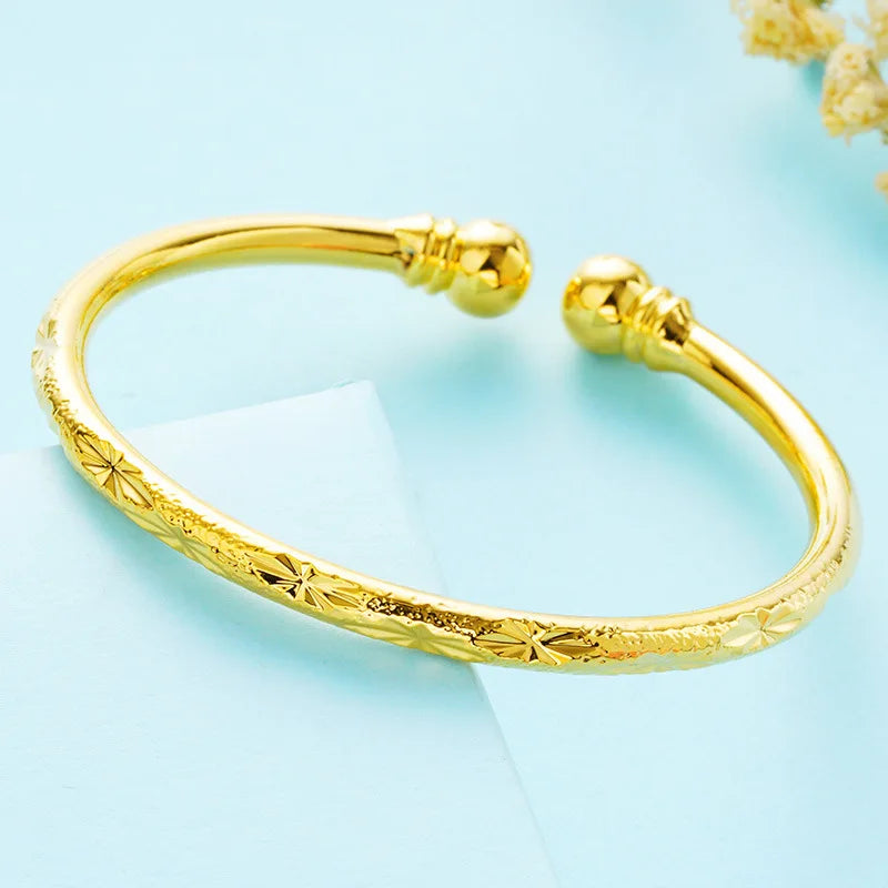 Vintage 24KT Open Bracelet Bangle for Women Girl Bride
