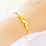 BR211 Rose Flower 24KT Bracelet Bangle
