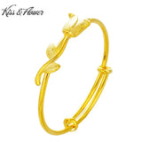 BR211 Rose Flower 24KT Bracelet Bangle