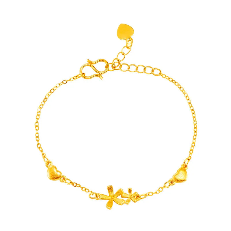 BR213 Flowers Heart 24KT Bracelet