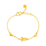 BR213 Flowers Heart 24KT Bracelet