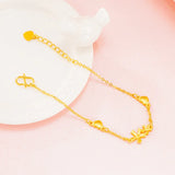 BR213 Flowers Heart 24KT Bracelet