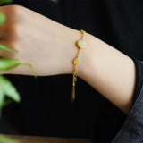 Vintage Round Jade 24KT Bracelet for Women