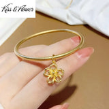 Vintage Flower 24KT Bracelet Bangle for Women