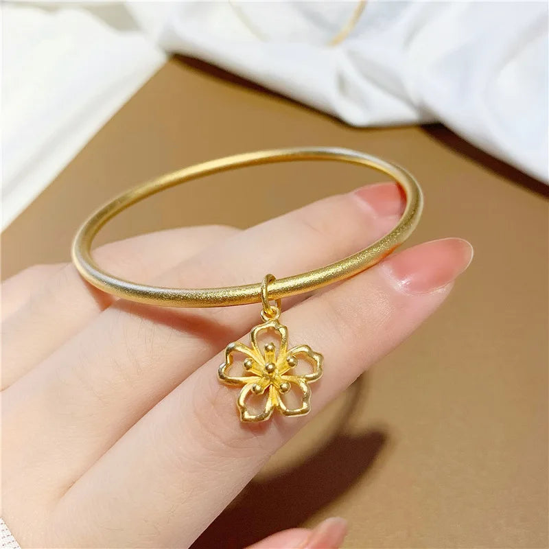 Vintage Flower 24KT Bracelet Bangle for Women