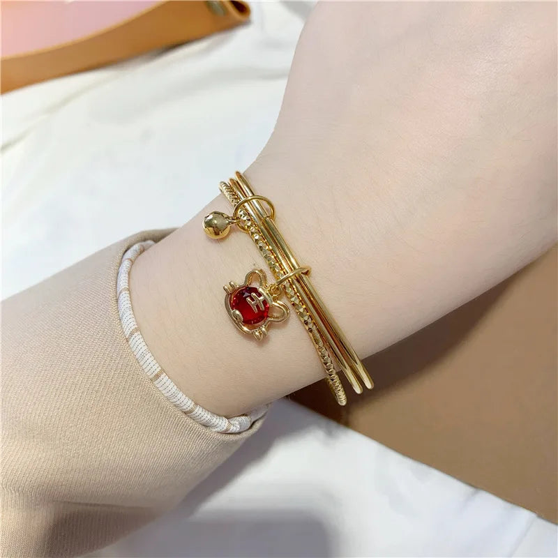 Vintage Tiger Bells 24KT Bracelet Bangle Gift